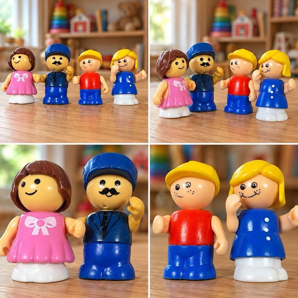 Vintage Playskool Lil Playmates Figures Lot of 4 Girl Boy Blue Hat Man